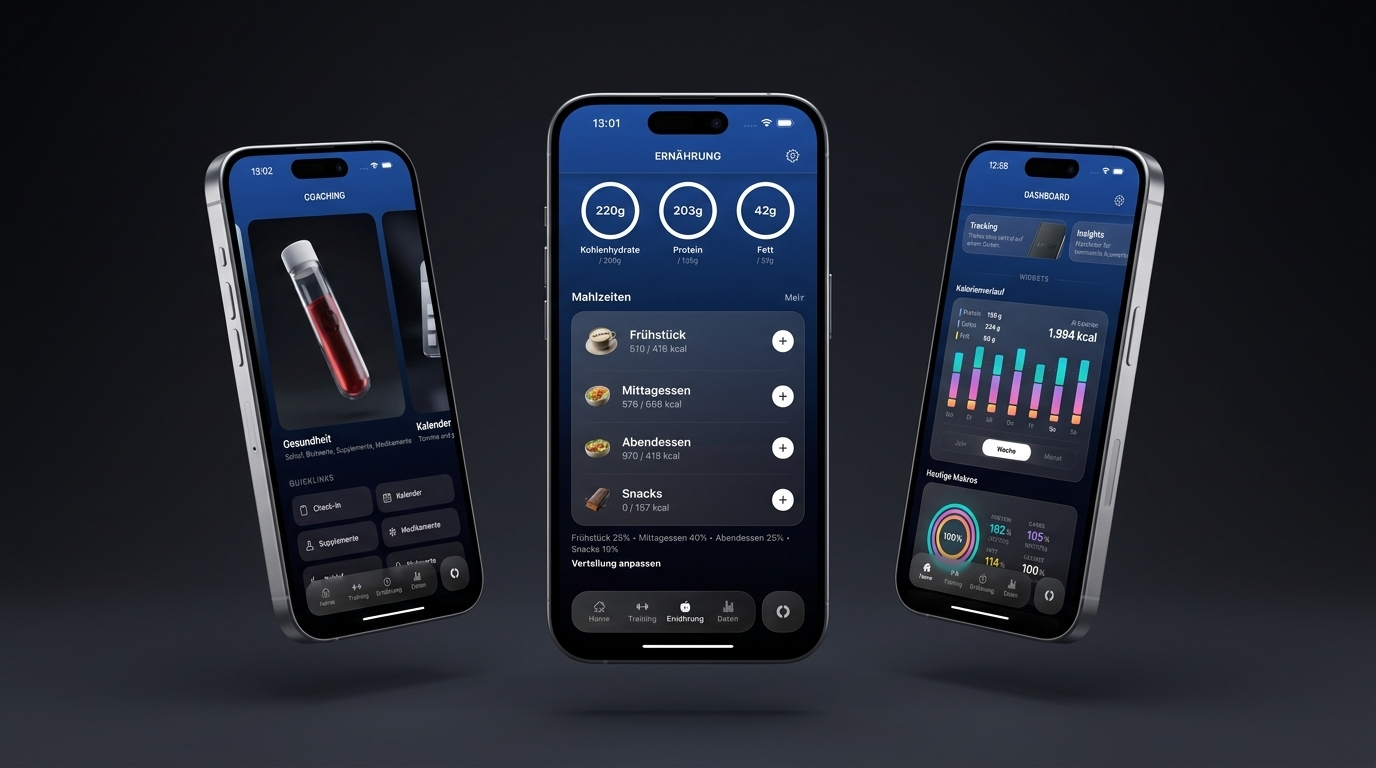 EVONE App – Coaching, Ernährung & Dashboard Screens
